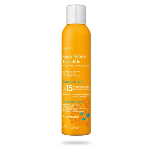 PUPA Spray Solaire Invisible SPF15 - Corps, Cheveux et Cuir PUPA Spray Solaire Invisible SPF15 - Corps, Cheveux et Cuir